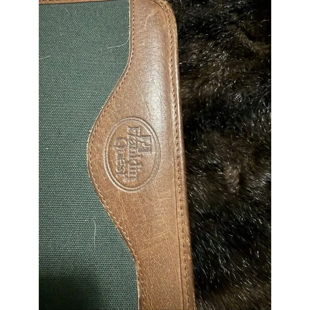 Franklin Quest Pre-Covey Green Line Canvas Brown Leather Trim Planner 6 Ring Zip